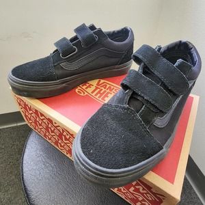 Vans Kids Old Skool V Shoe - Black Velcro - Youth Size 1.0 - Excellent Condition